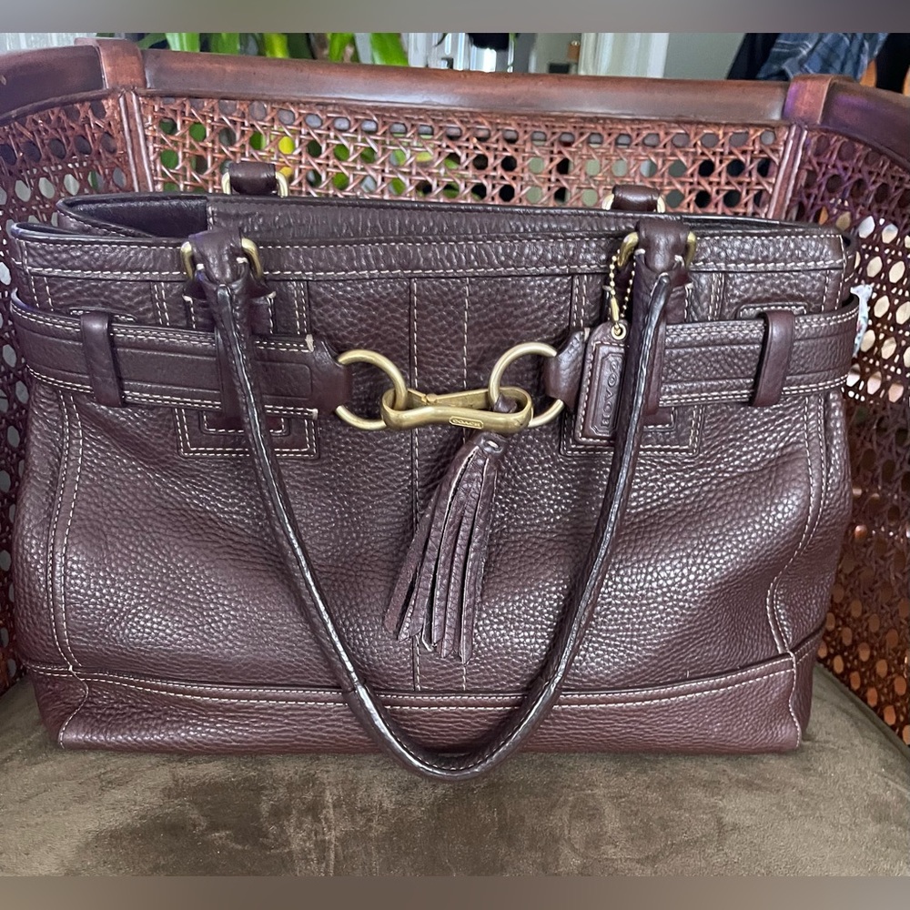 ***SOLD*** Coach Hampton Carryall Brown Pebbled Leather Style 10213